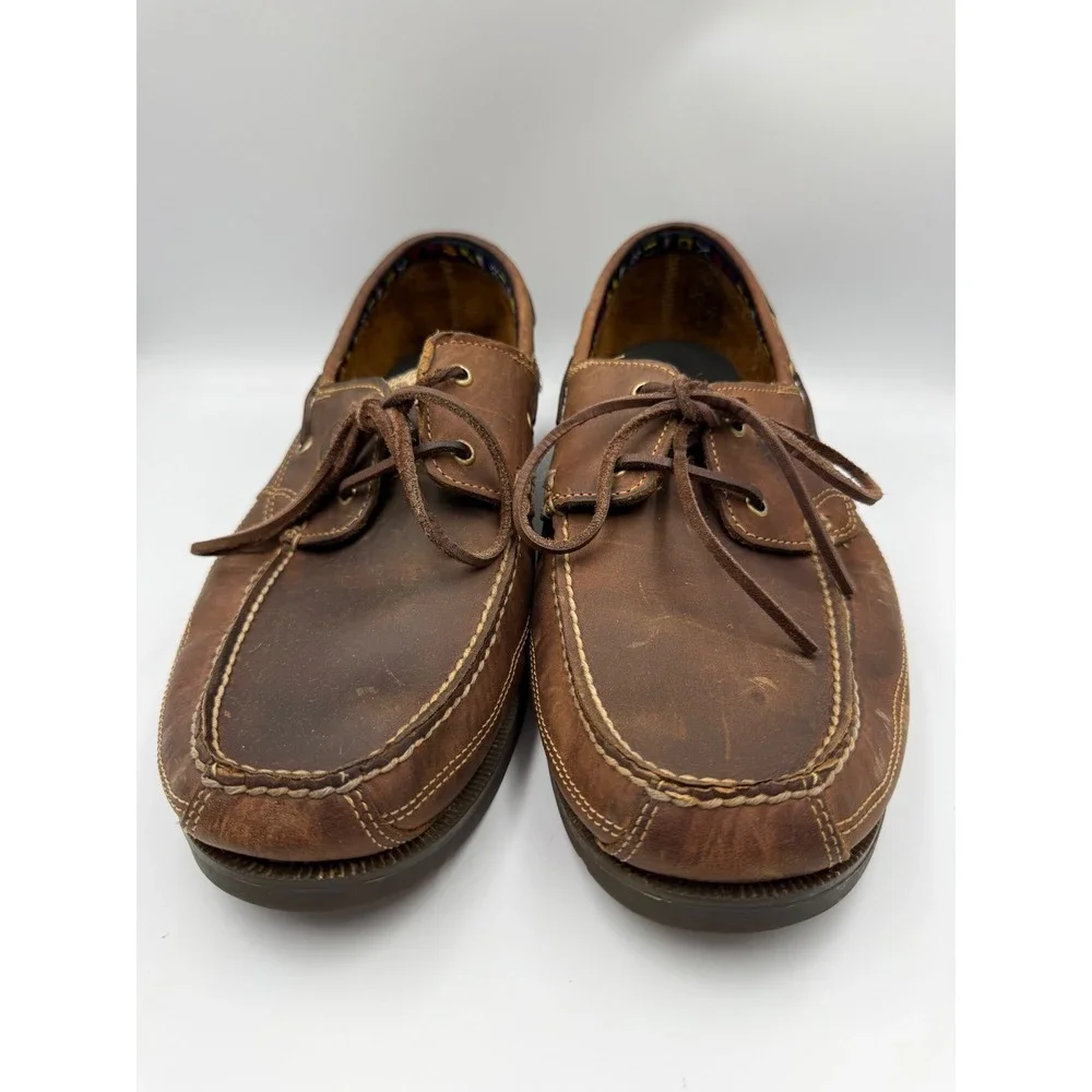 Timberland Boat Shoes Mens Size 15 Brown Leather Nautical Loafers Classic Laced